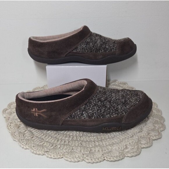 Mens KURU Draft slip-on mules Slipper Cocoa Brown Heather Knit 10M Comfort Cozy main image 4